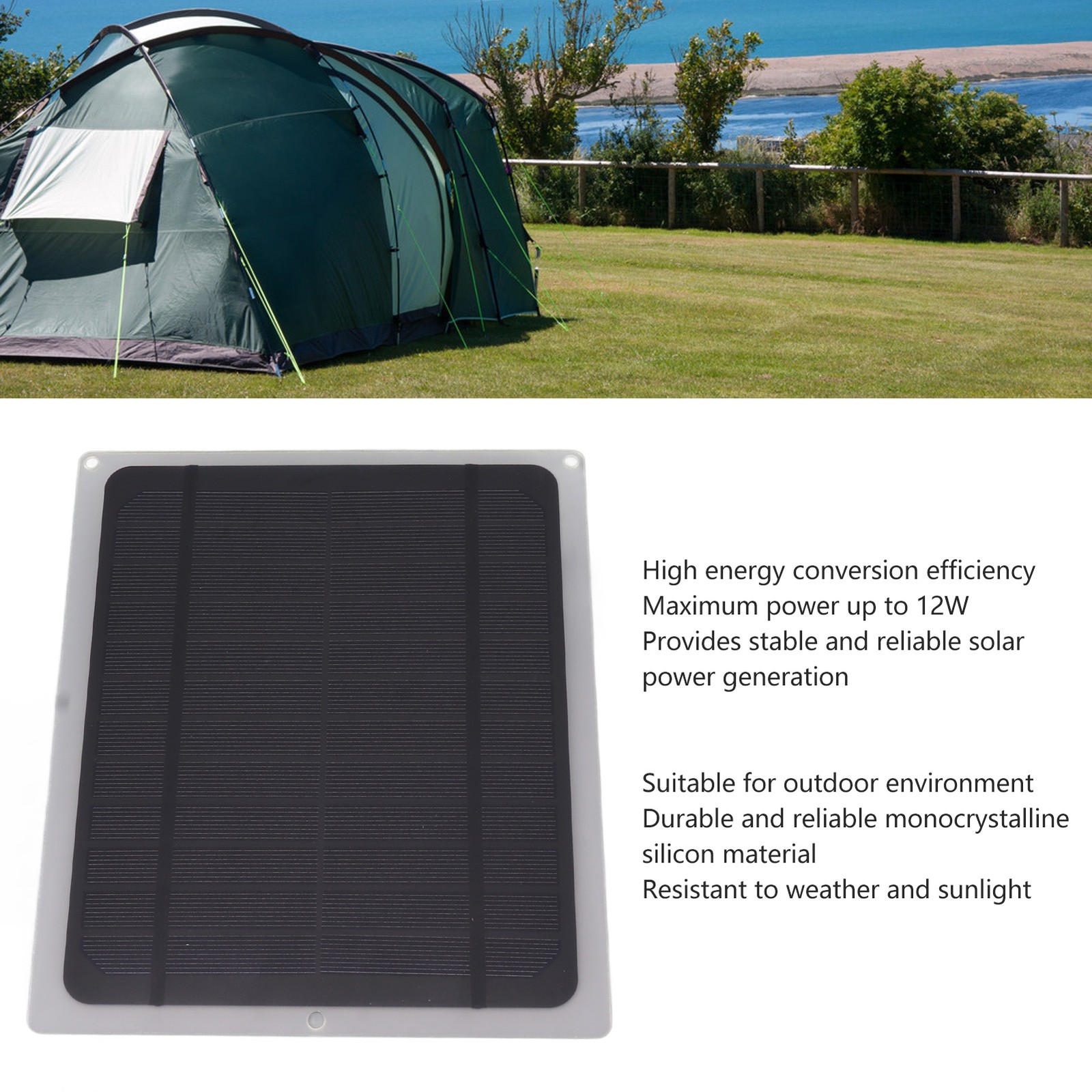 12W Solar Panel Monocrystalline Portable Solar Panel Charging Kit For Car Fan Ce