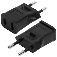 2Pack Europe 2 Pin Male to USA Canada Japan 2 Pin Female AC Adapter, EU 2Pole