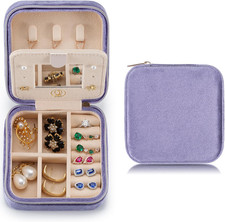 Plush Velvet Travel Jewelry Case Organizer, Small Travel Jewelry Box,Portable Je