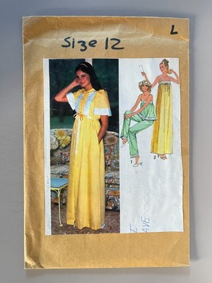 1970's Simplicity Misses' Nightgown,Pagamas Pattern 8766 Size 12 UNCUT