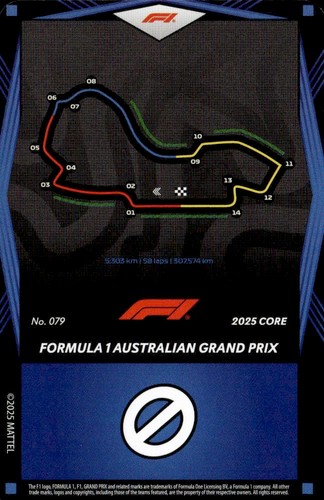 2025 Uno Elite Core F1 Formula 1 BLUE Australian Grand Prix Racing #079