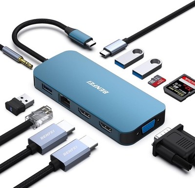 USB C MST Hub 11-in-1 für MacBook Air/Pro XPS Surface - Docking Station