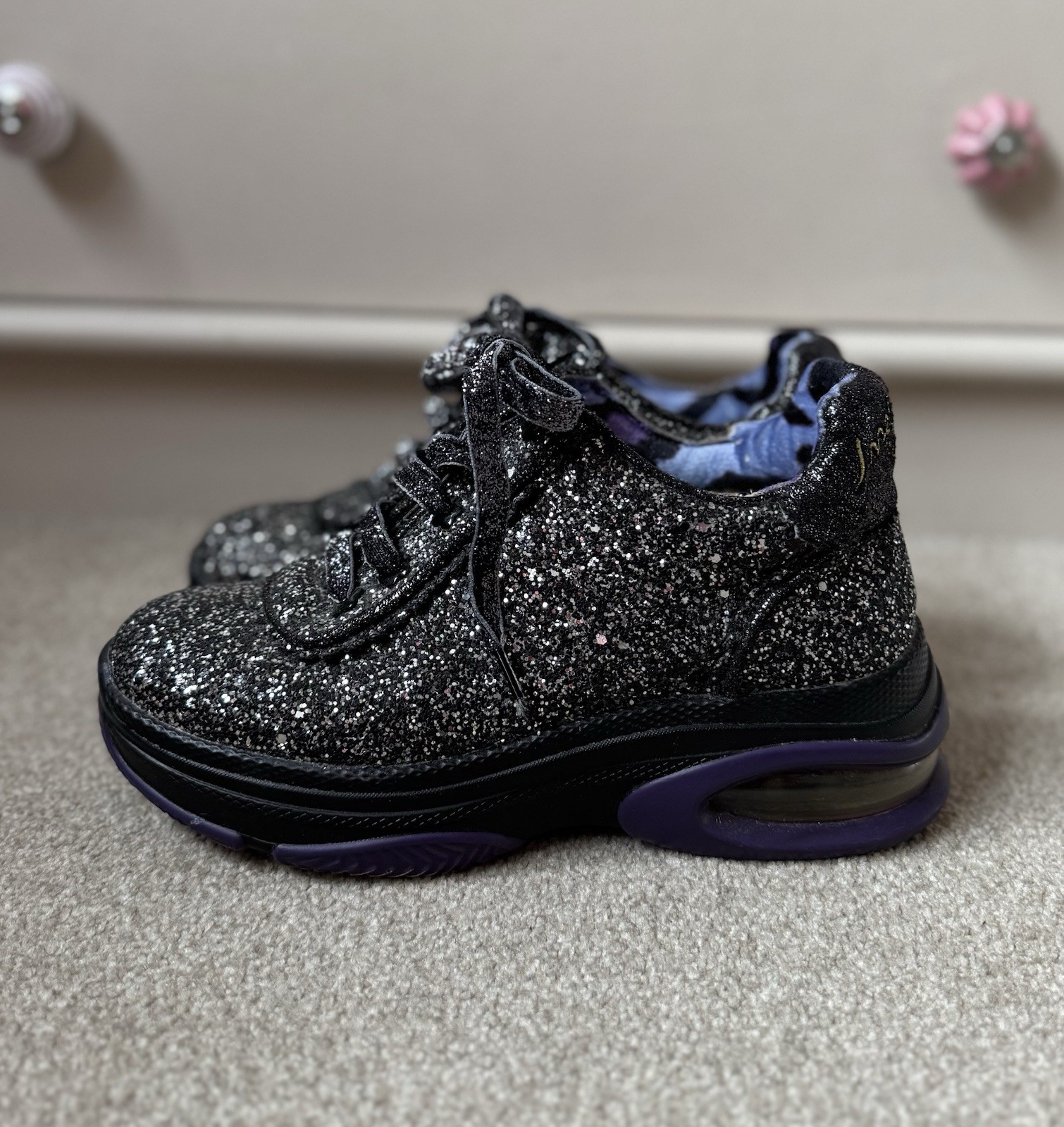 Irregular Choice Black Glitter Platform Trainers.… - image 2