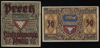 (F5729) 2x Notgeld Preetz 1921 (Krs. Plön)