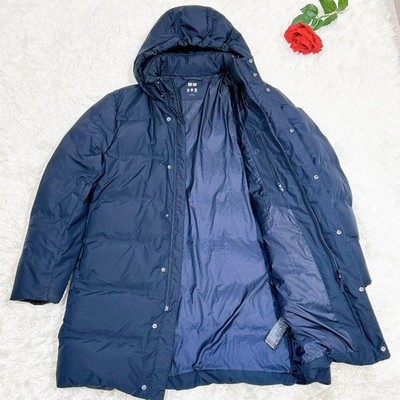 Uniqlo Down Coat Men's Navy L Insulated Puffer Jacket Used JAPAN