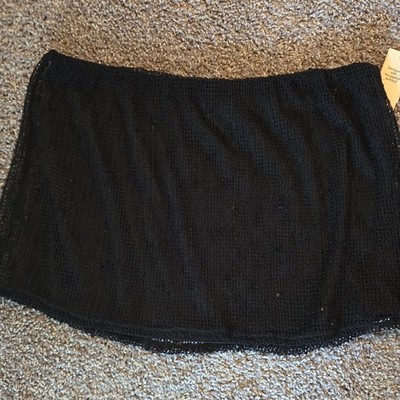 No Boundaries Black Sequin Pull-On Mini Skirt Lined Stretch Size L (12-14)