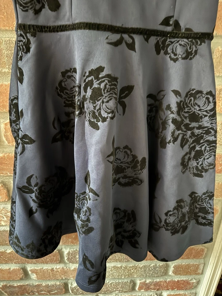 Vestido Zunie Niños Niñas Azul Marino Terciopelo Malla Flocada Fiesta Navidad Talla 14 Foto 4 de 4