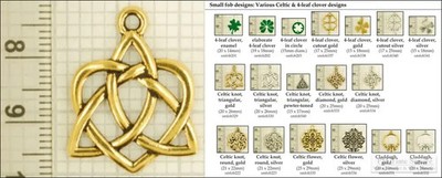Celtic & 4-leaf clover decorative fobs, various designs & keychain options