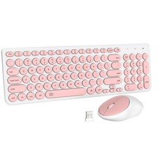 FD iK6630 Wireless Keyboard and Mouse Combo - 2.4GHz USB Cordless, Cute Round...
