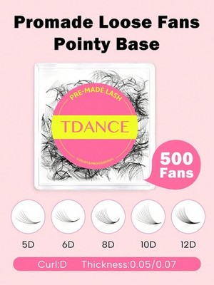 Premade Loose Fans Pointy Base D Curl 5D to 16D 0.05/0.07 Thickness