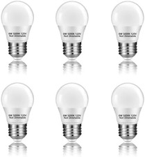 6 Pack A15 6W 120V E26 Base Small LED Refrigerator Light Bulb, Non-Dimmable 60W