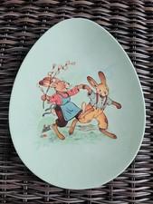 World Market Spring Egg Shaped Plate With Bunnies