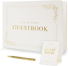 Floral Embossed Wedding Guest Book Set - 9 X 7.5 Hardcover Guestbook