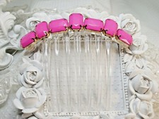 Large Pink Rhinestone French Hair comb, Pretty Pink rhinestone comb, Dance comb