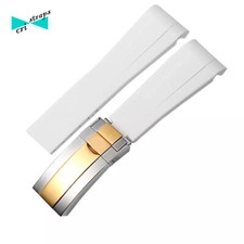 Cinturino in silicone bianco fibbia orologio Rolex submariner 20 mm curva omega 