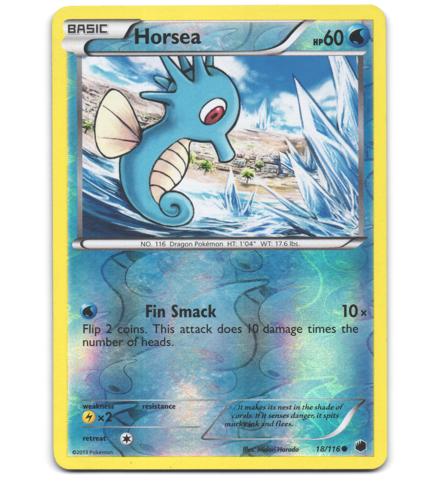 Pokemon 2013 Moderate Play Horsea 18/116 Plasma Freeze REVERSE Card