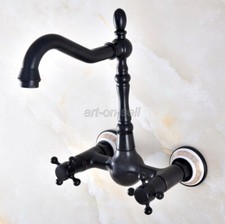 Oil Rubbed Brass Kitchen Sink Basin Faucet Mixer Tap Swivel Spout Wall Mounted