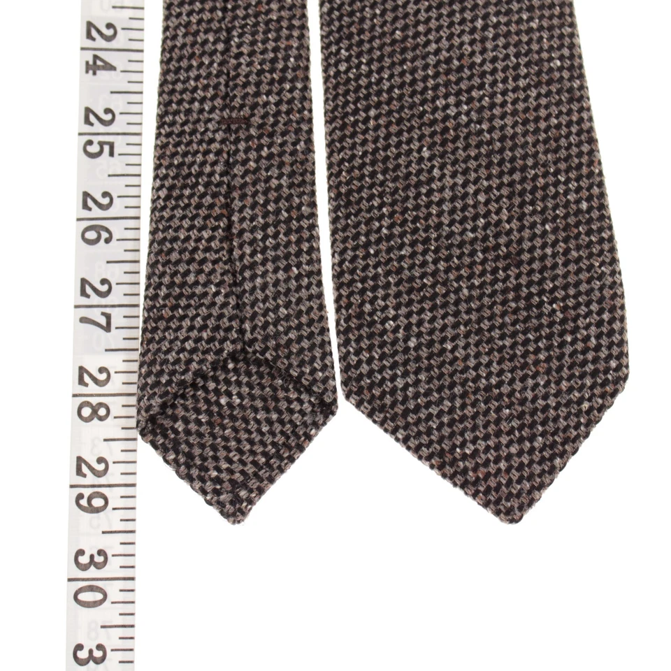 Corbata Kiton nueva sin etiquetas mezcla seda/lana siete pliegues en gris/marrón/negro melange Foto 4 de 4