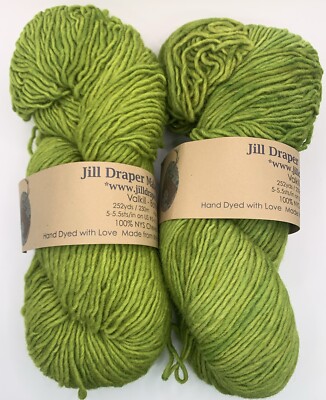 Jill Draper Makes Stuff Valkill Yarn Lot of 2 Bottle Green NYS Cheviot Wool 