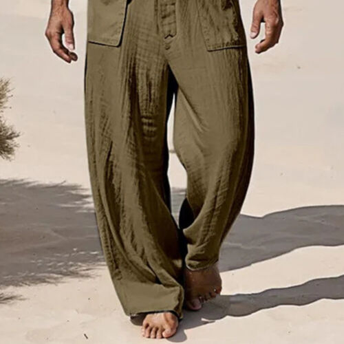 Mens Cotton Sleeveless Hooded Jumpsuits Overalls Casual Loose Pants Long Rompers - Picture 7 of 23