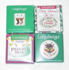 4 NEW LONGABERGER CHRISTMAS BASKET TIE-ON'S - 1994, 1995, 1998, & 2000