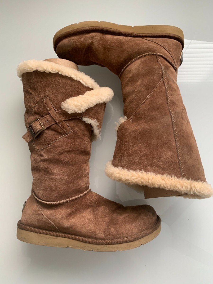 ミドルブーツ UGG Women Boots 1158275 AHS Brown UGG Australia Women's Brown Suede F8007D Mid Calf Boots