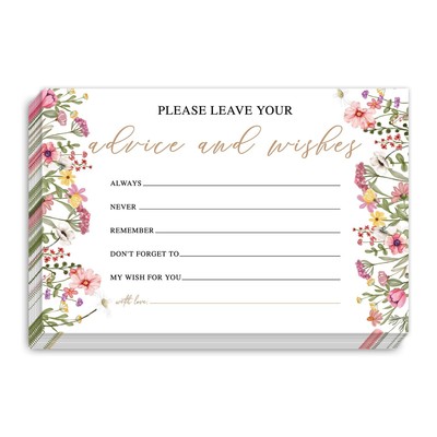 Set of 25 Wildflowers Advice and Wishes Cards - Words of Wisdom Guest Book fo...