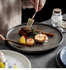 Set of 2 Sandblasted Glaze handmade plate ceramic starter salad dessert Classic