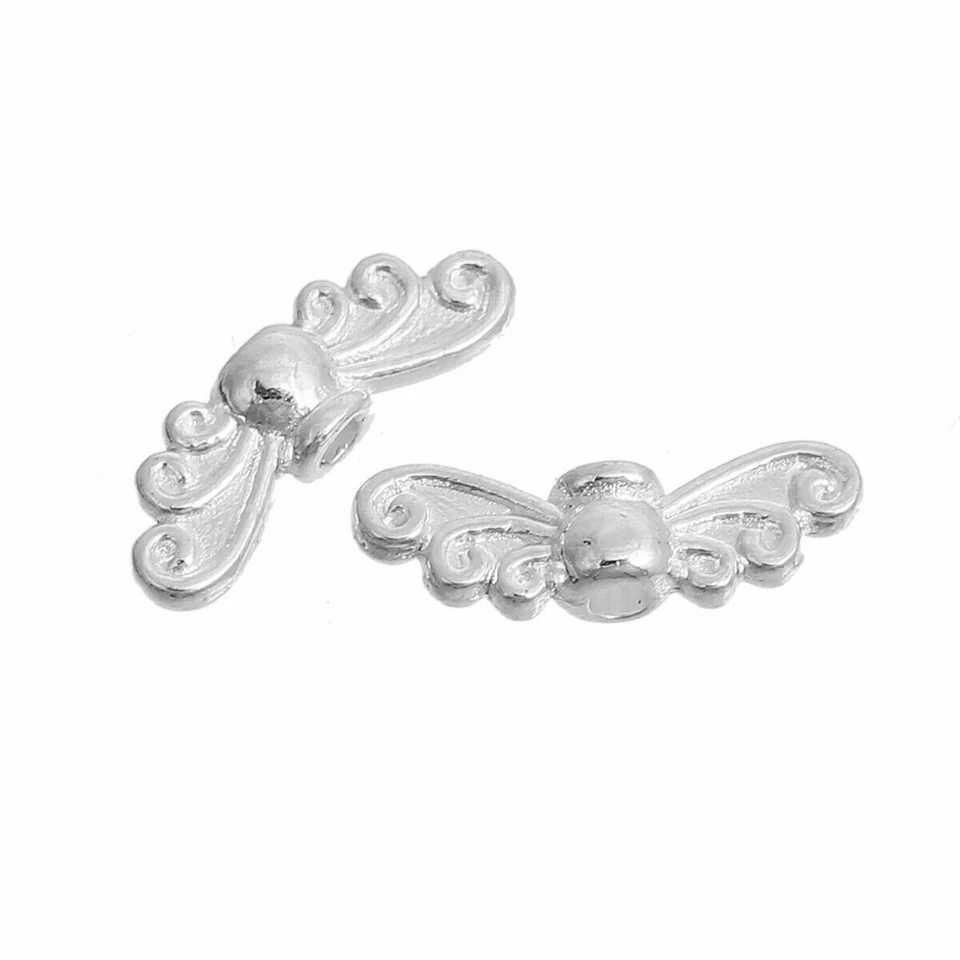 Silver plated small angel butterfly wing spacer beads 14mm x 4mm SP - Image 2 of 3