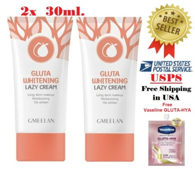 2X GMEELAN Cream Face Gluta Whitening Lazy Moisturizing Orange Skin Make up 30g