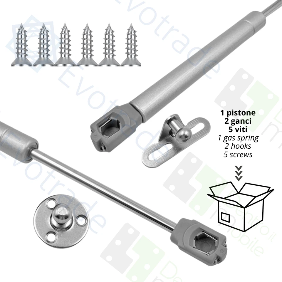 Pistoni a Gas Per Apertura Ante Pensili Mobili Cucina - Interasse 247mm - Immagine 3 di 3