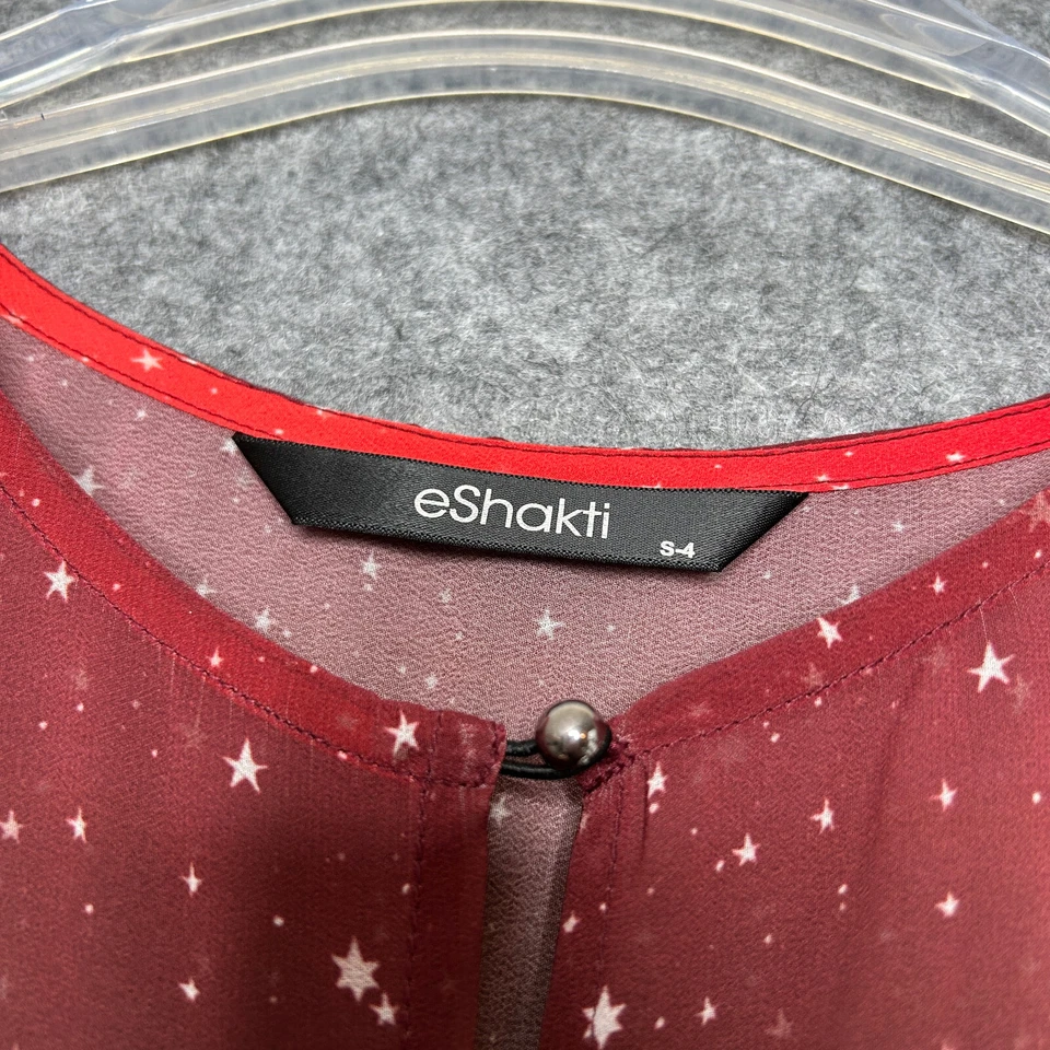 Vestido eShakti Mujer Pequeño Rojo Estrellas Ombre Gasa Columpio Baile Fiesta Divertido Festivo Foto 2 de 4