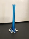 Vtg Blue Murano Style bud Vase Elephant Foot/ Floral Base with stem glass 10”