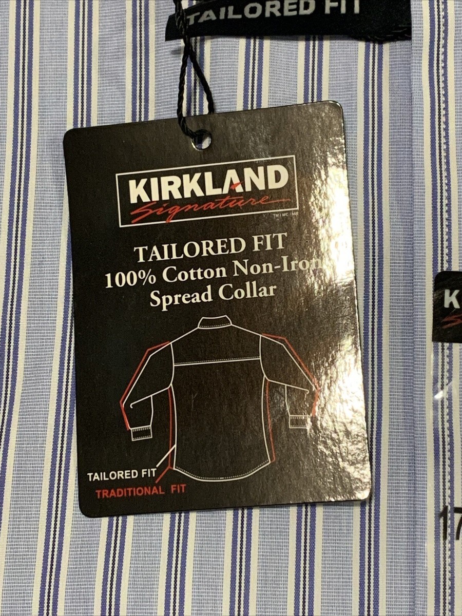 kirkland dress shirt size chart Kirkland Signature Men's Non Iron Button Down Dress Shirt Cream Blue and  Navy Striped 16 1/2 X 32 at Amazon Men's Clothing store
