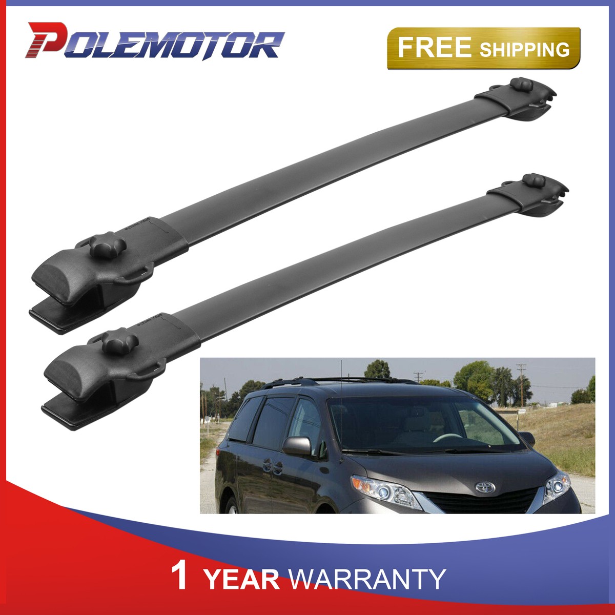Cargo Roof Rack Top Cross Bar Kit For 11-20 Toyota Sienna with