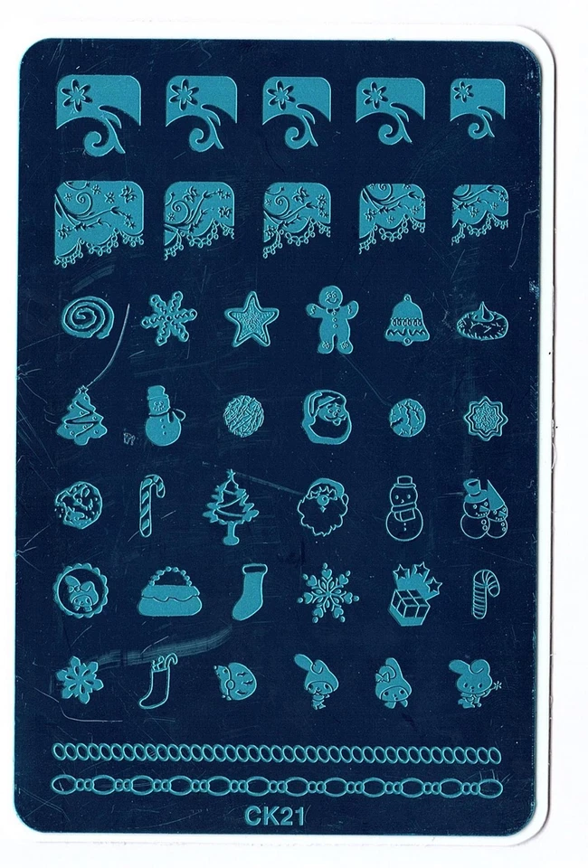 Christmas Theme Mani Pedi Nail Art Stamping Stencil Stamper Scraper Kit CK21 - Image 2 of 4