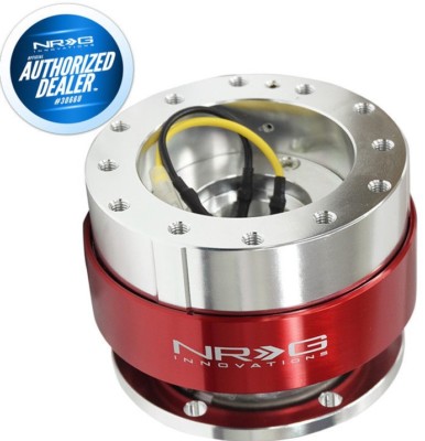 NRG STEERING WHEEL QUICK RELEASE GEN 1.5 SILVER BODY WITH RED RING SRK-100RD