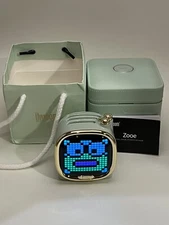 Divoom ZOOE Pixel Art Retro Portable Speaker Clock Bluetooth Tested Working!