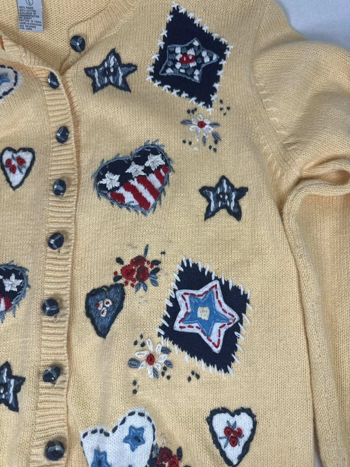 Cardigã Vintage Herança Colecionáveis Suéter Coração Estrela Tamanho G Grannycore - Imagem 3 de 4