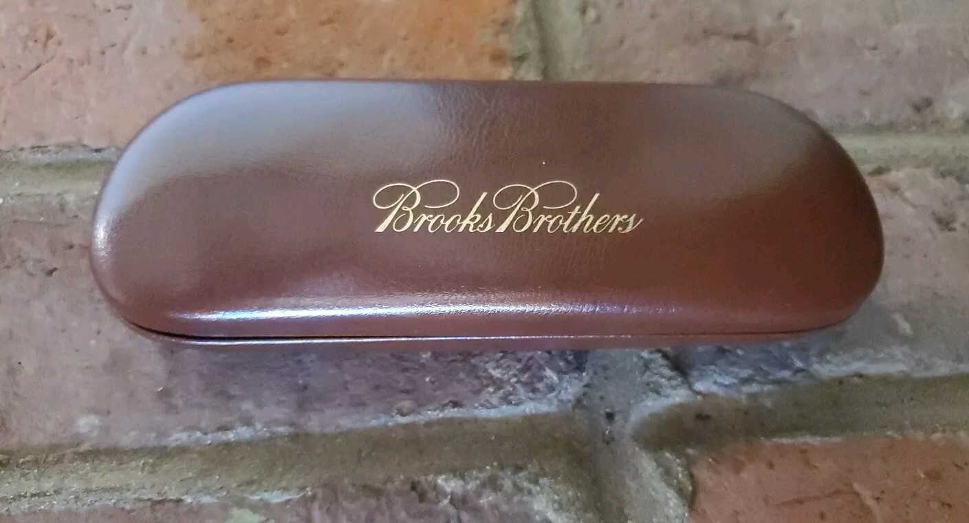 Vtg  BROOKS BROTHERS Eyeglasses Case Brown Hard Clam Shell  thumbnail 4