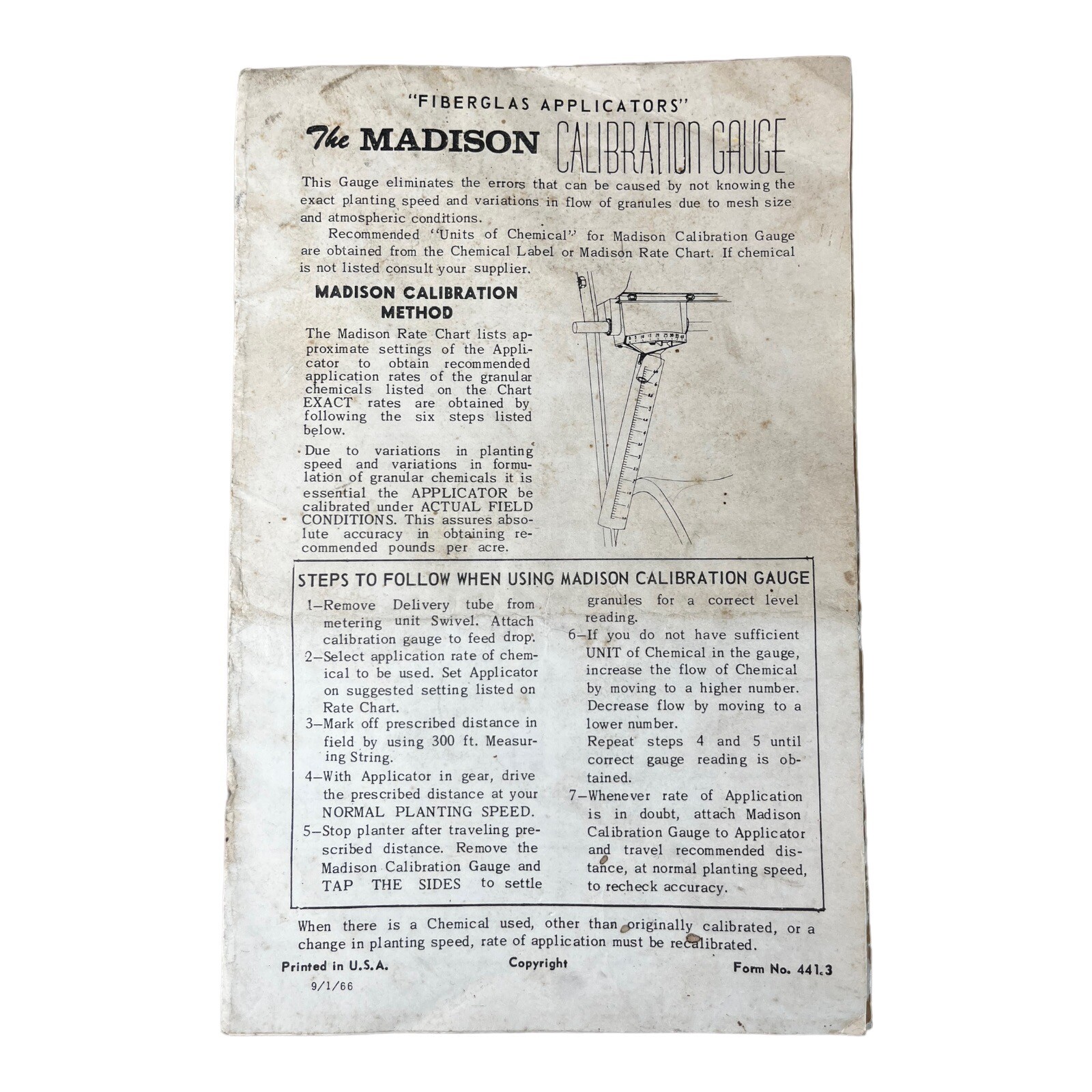 1966 The MADISON CALIBRATION GAUGE Instructions Manual Chart Booklet