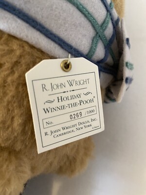 NEW R John Wright Holiday Pooh Walt Disney World Doll & Bear
