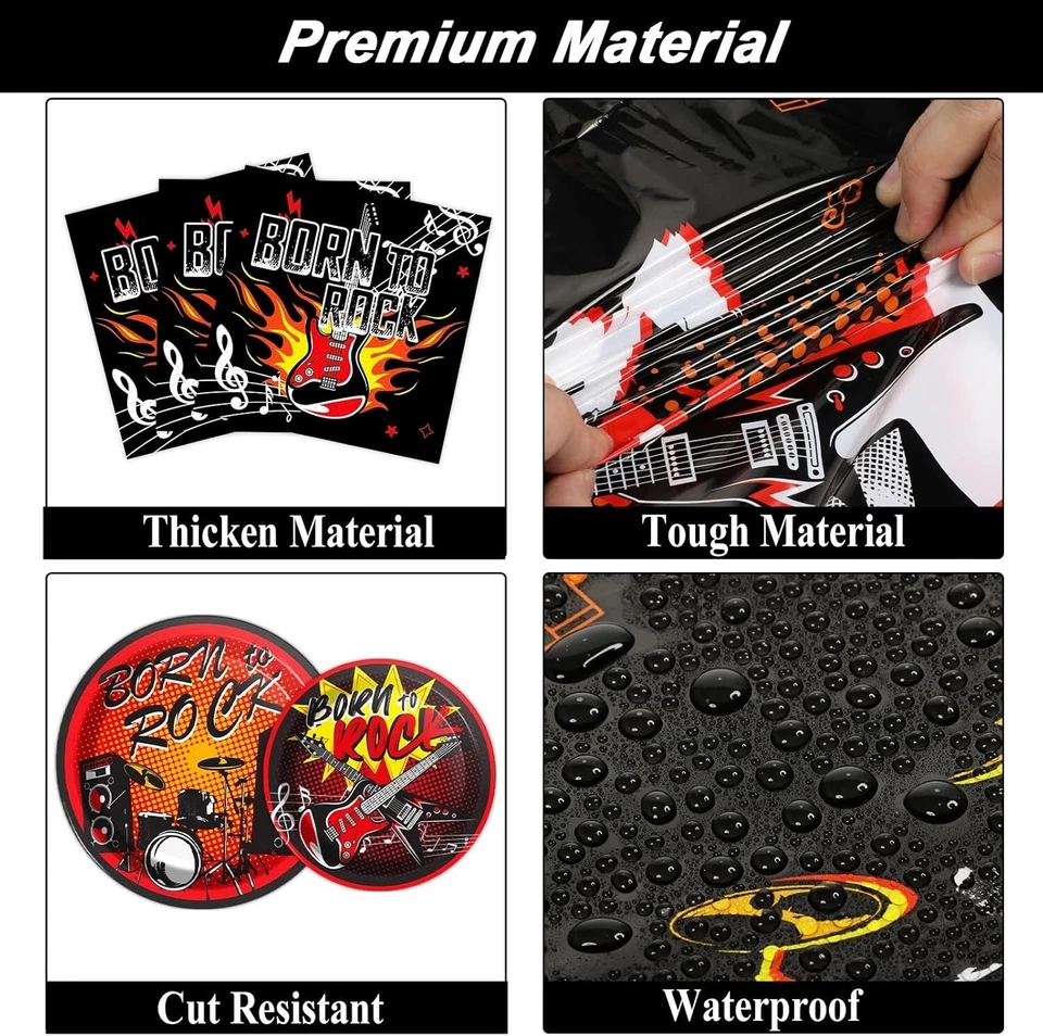 Rock Themed Party Supplies Music Party Tableware Set for 24 Guests Rocking Bi... - Image 3 of 4