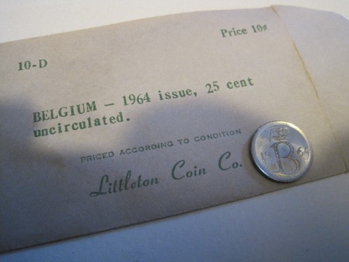 1964 BELGUM UNCIRCULATED 25 CENT COIN-LITTLETON COIN CO
