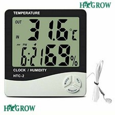 Hydroponics Large Hygrometer Thermometer with Temperature Probe Grow Tent UK