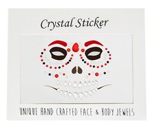 Crystal Acrylic Bling Gems Halloween Skull Skeleton Face Eye Sticker makeup art