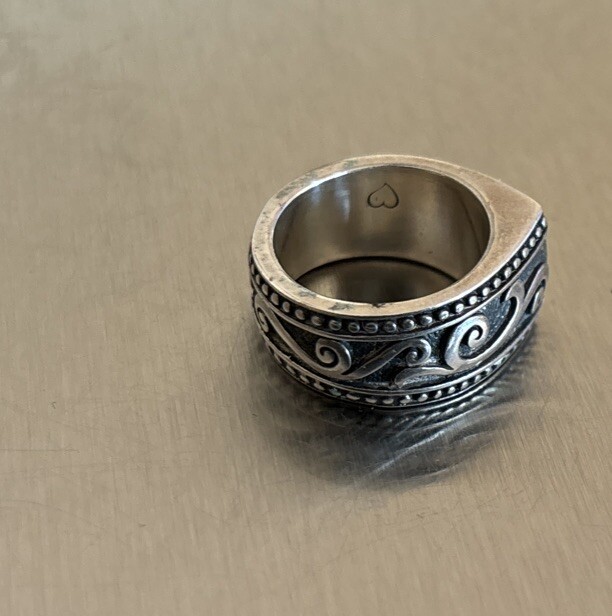 Vintage Brighton Scroll Oxidized Chunky Sterling Silver Ring 6.5
