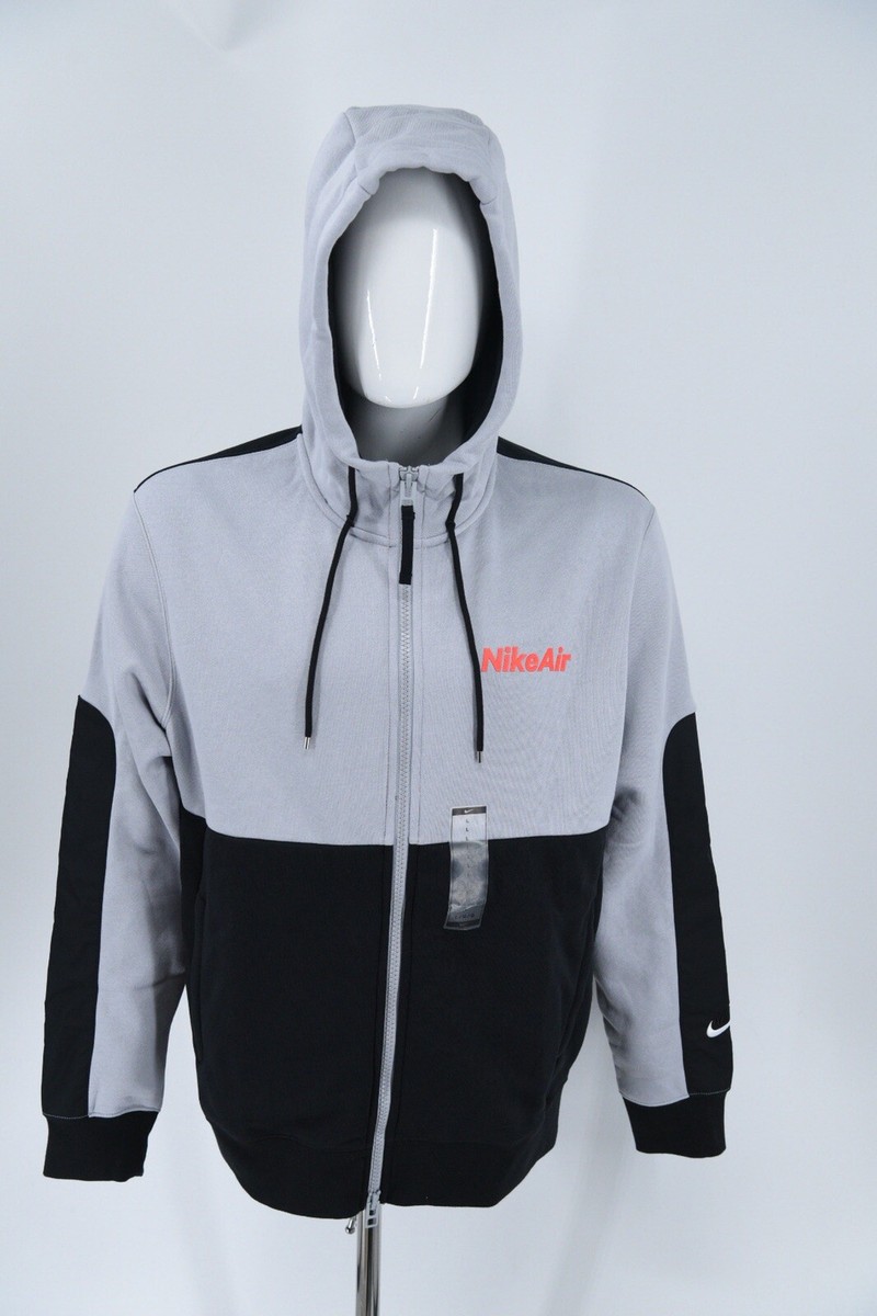 Nike Air NWT Full Zip Hoodie Black/Grey Mens Sz Large - DJ0450-012