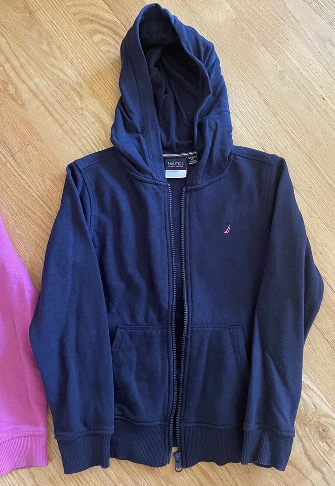 NAUTICA - Lot Of 2 youth Girls small Size 7 full zip hoodies , pink / blue logo - Image 2 of 4