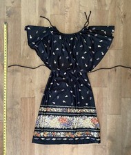 Vintage Floral Dress Size Medium Black A Line